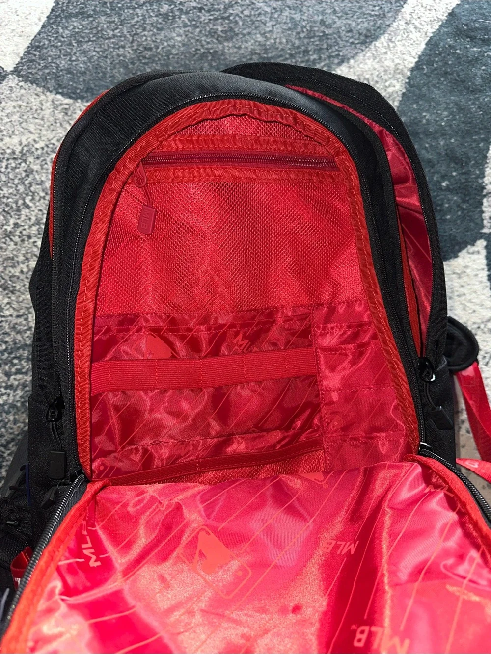 MLB Black Backpack with Red Boston B Logo